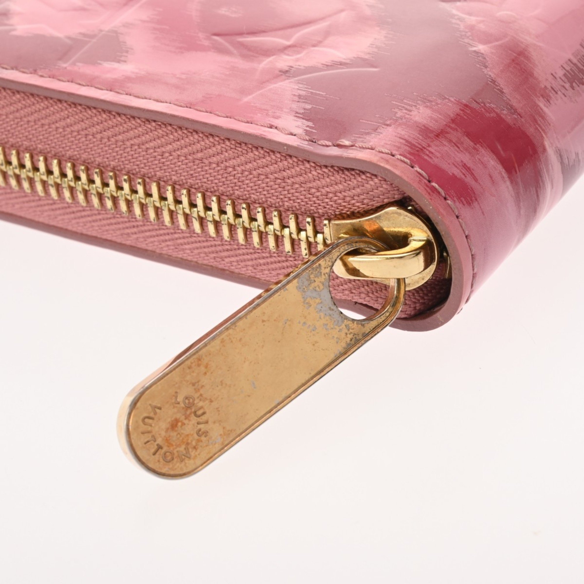 LOUIS VUITTON Louis Vuitton Vernis Ikat Flower Zippy Wallet Rose Velours M90020 Women's Monogram Long