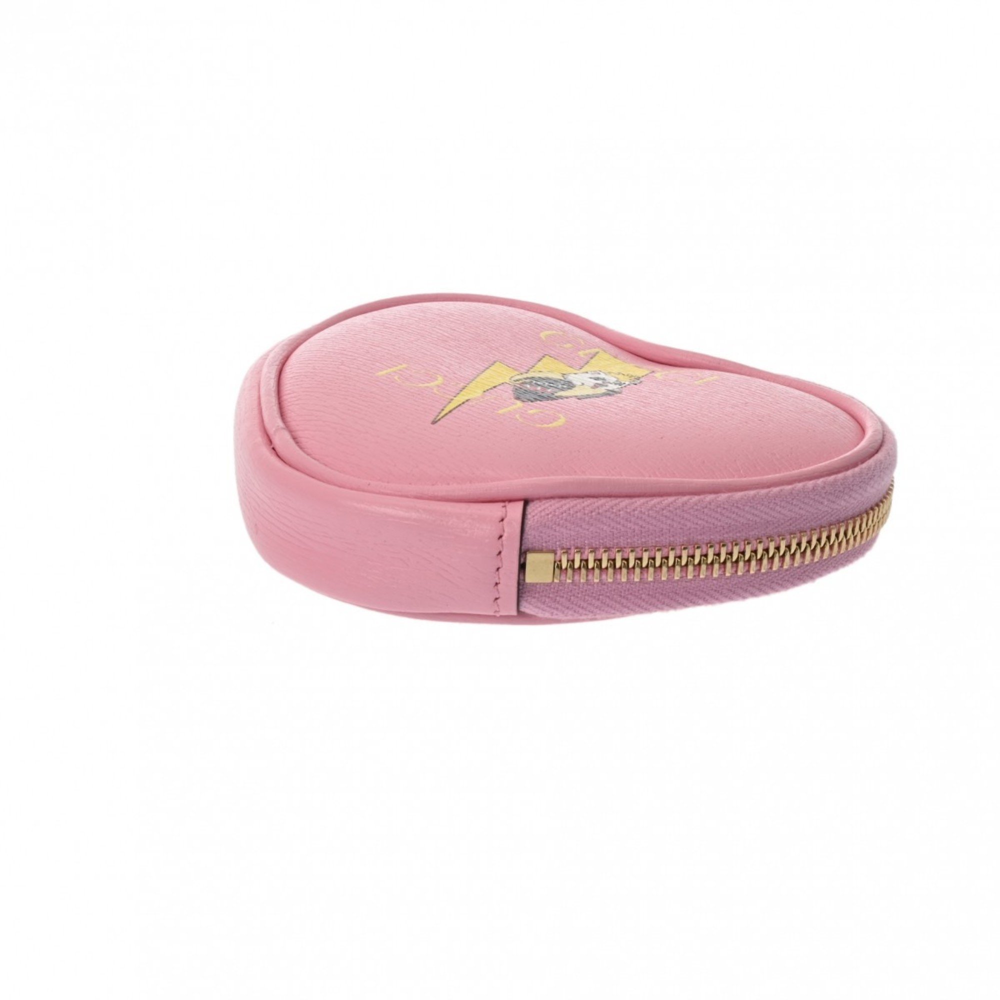 GUCCI Gucci Bananya Heart Shape Pink 701062 Women's Leather Coin Case