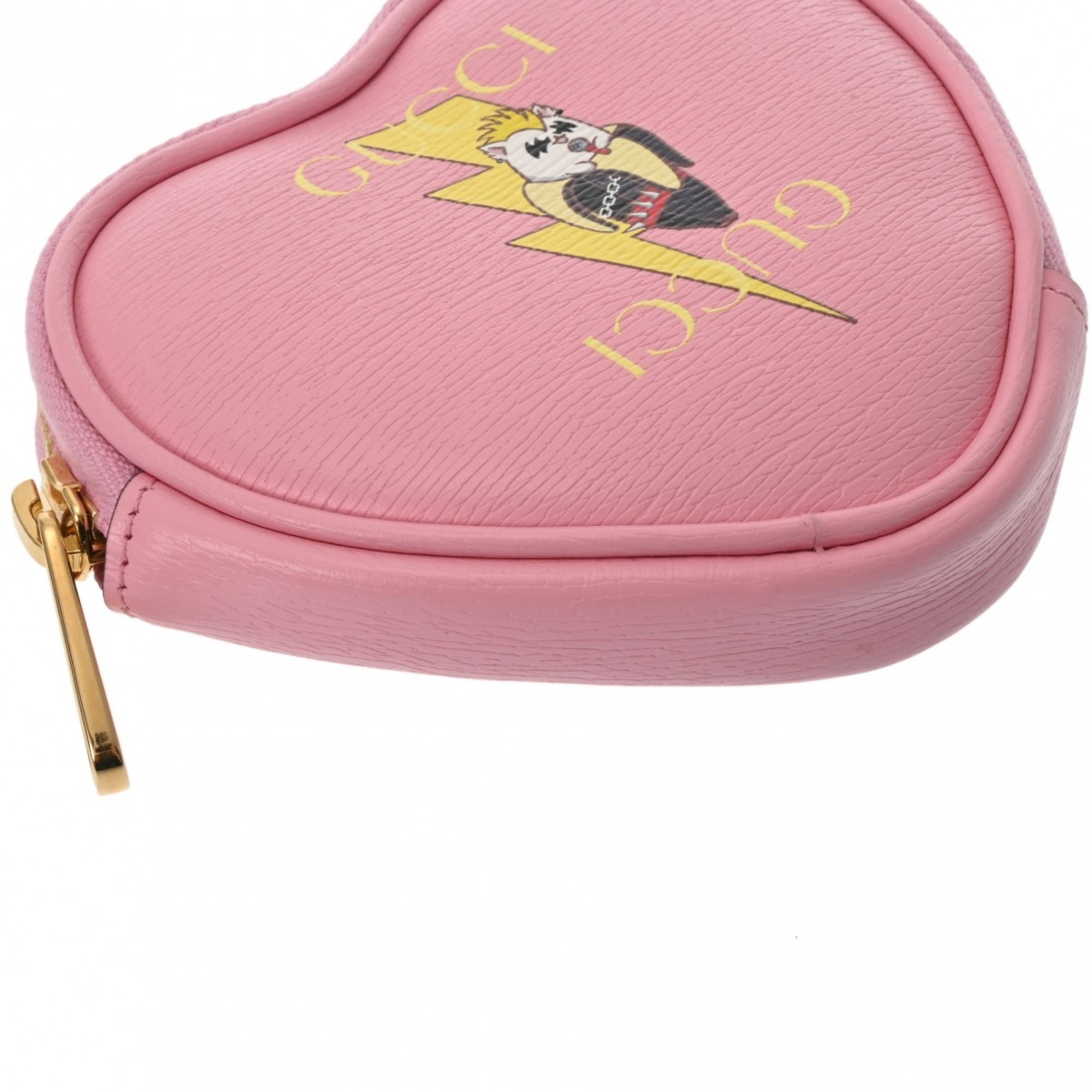 GUCCI Gucci Bananya Heart Shape Pink 701062 Women's Leather Coin Case