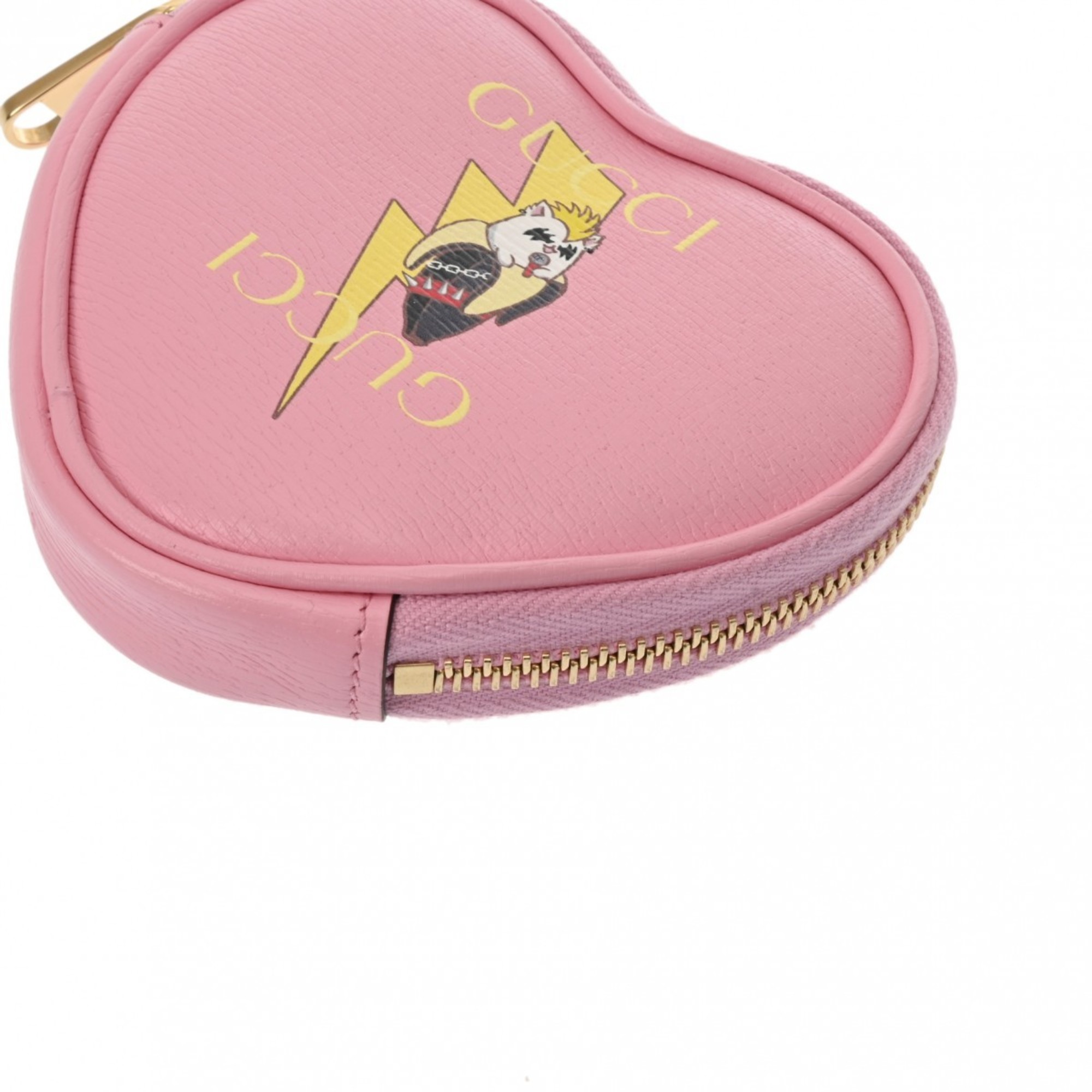 GUCCI Gucci Bananya Heart Shape Pink 701062 Women's Leather Coin Case