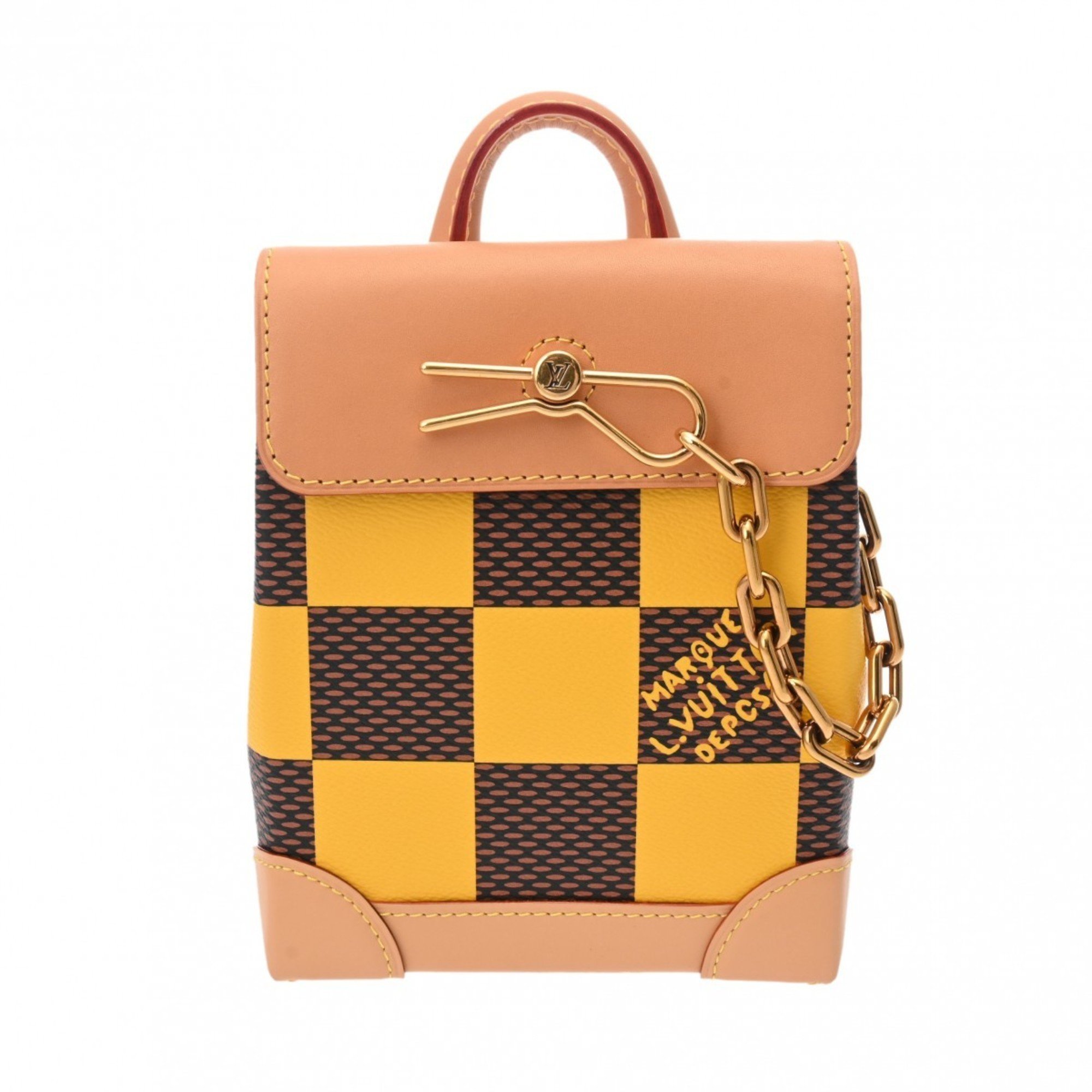 LOUIS VUITTON Damier Pop Nano Steamer Shoulder Yellow N40536 Women's Canvas Handbag