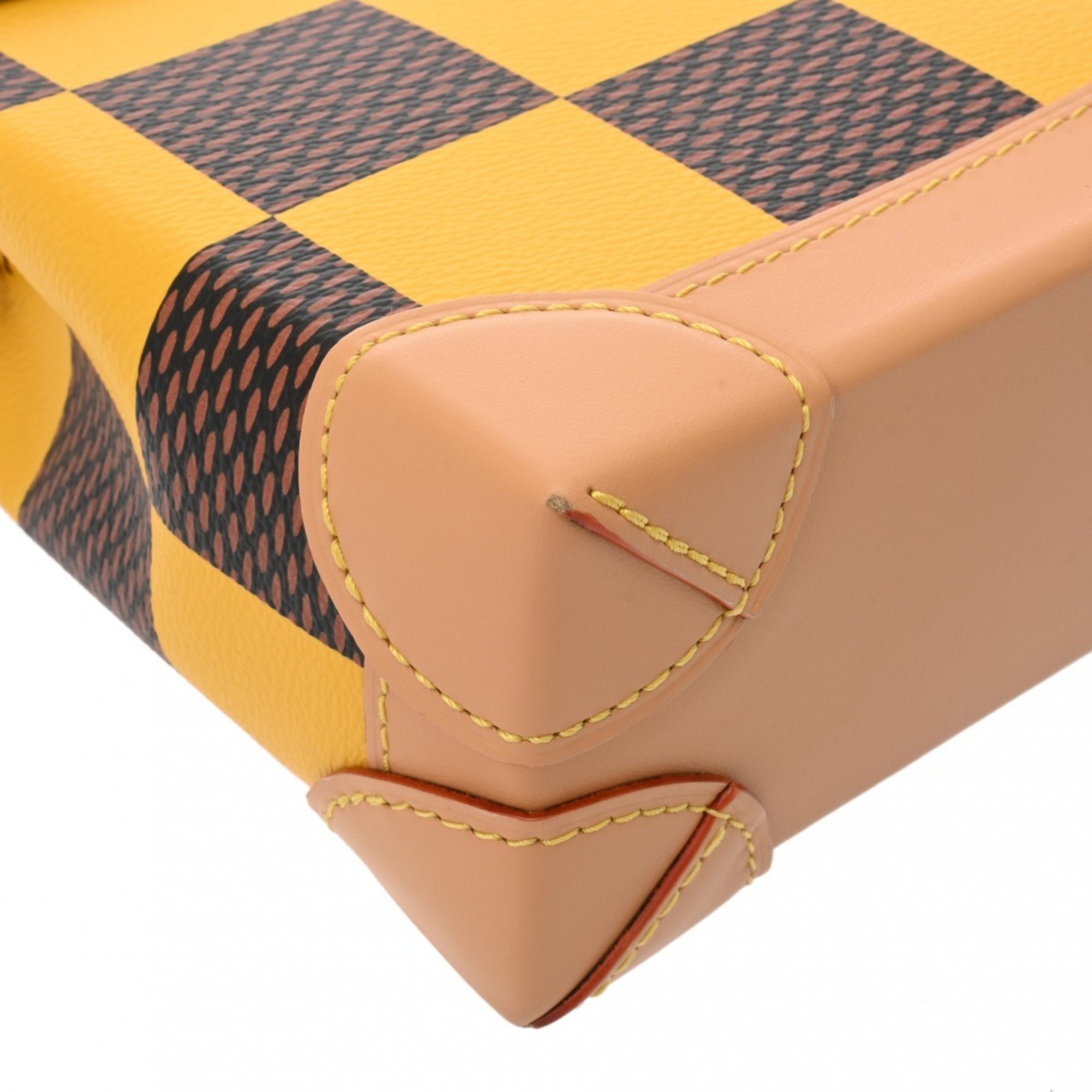 LOUIS VUITTON Damier Pop Nano Steamer Shoulder Yellow N40536 Women's Canvas Handbag