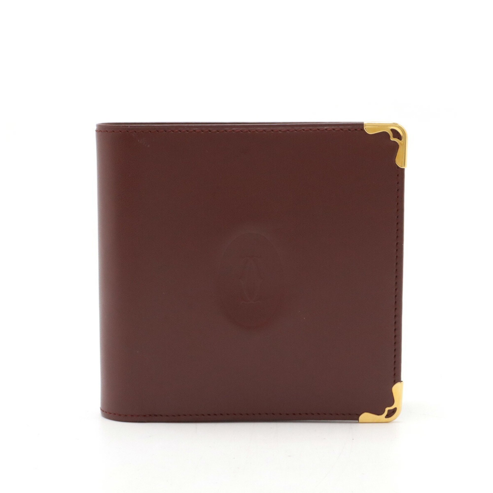 Cartier Must de Bi-fold Wallet Leather Bordeaux Red