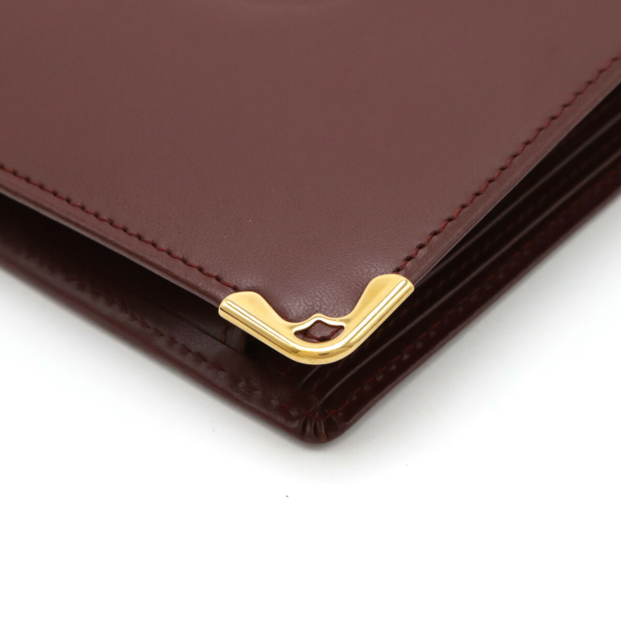 Cartier Must de Bi-fold Wallet Leather Bordeaux Red