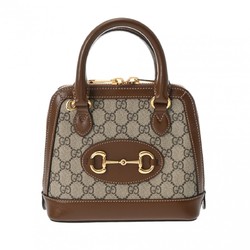 GUCCI Horsebit Bag Brown/Beige 640716 Women's Leather PVC Handbag