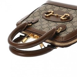 GUCCI Horsebit Bag Brown/Beige 640716 Women's Leather PVC Handbag