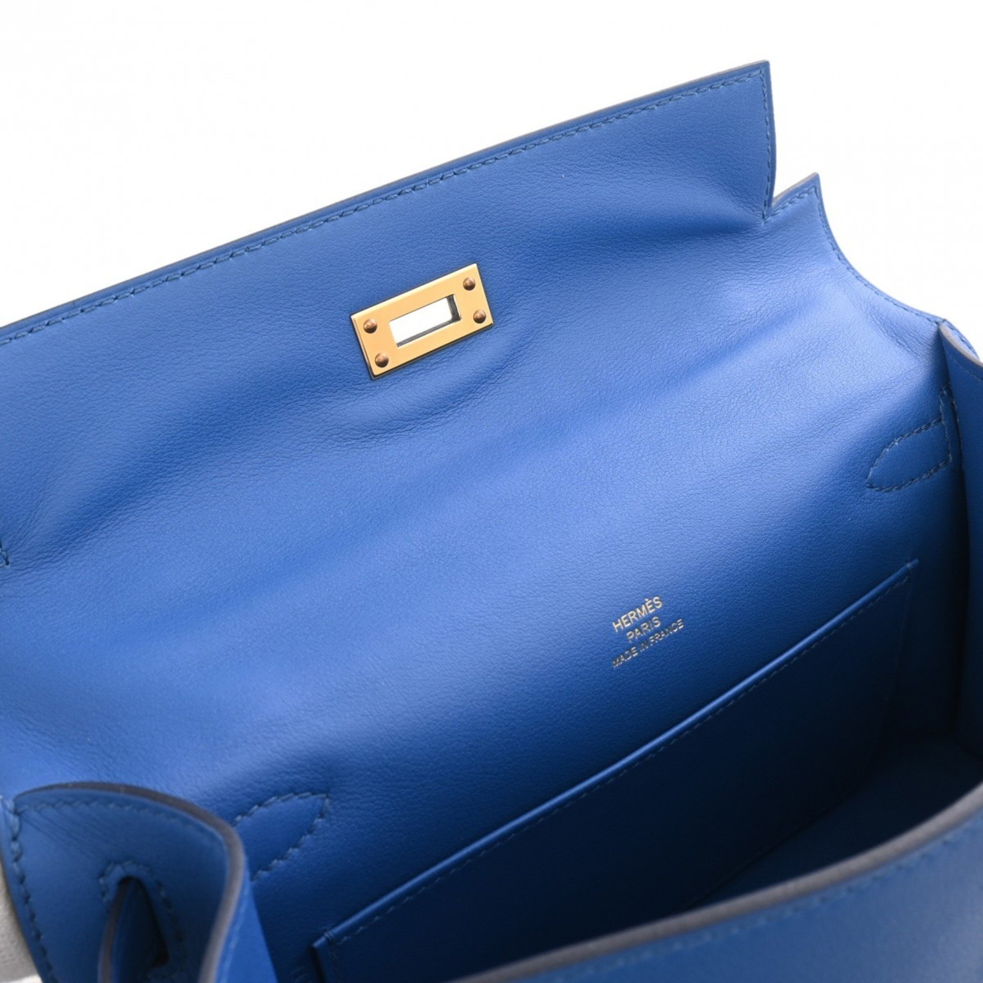 HERMES Pochette Kelly Blue France Z Stamp (around 2021) Women's Swift Handbag