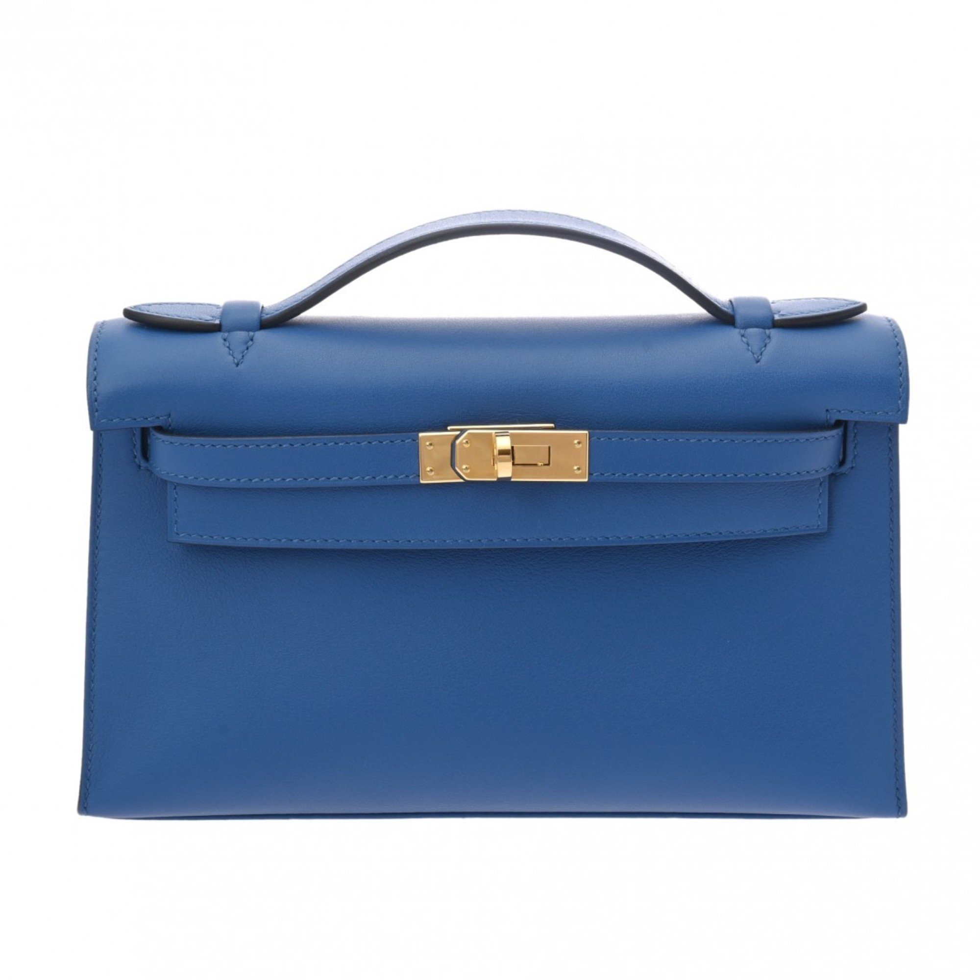 HERMES Pochette Kelly Blue France Z Stamp (around 2021) Women's Swift Handbag