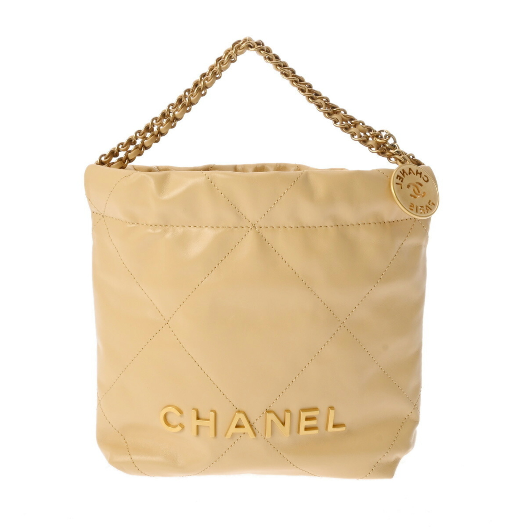 CHANEL Chanel 22 Hobo Bag Beige Women's Shiny Calfskin