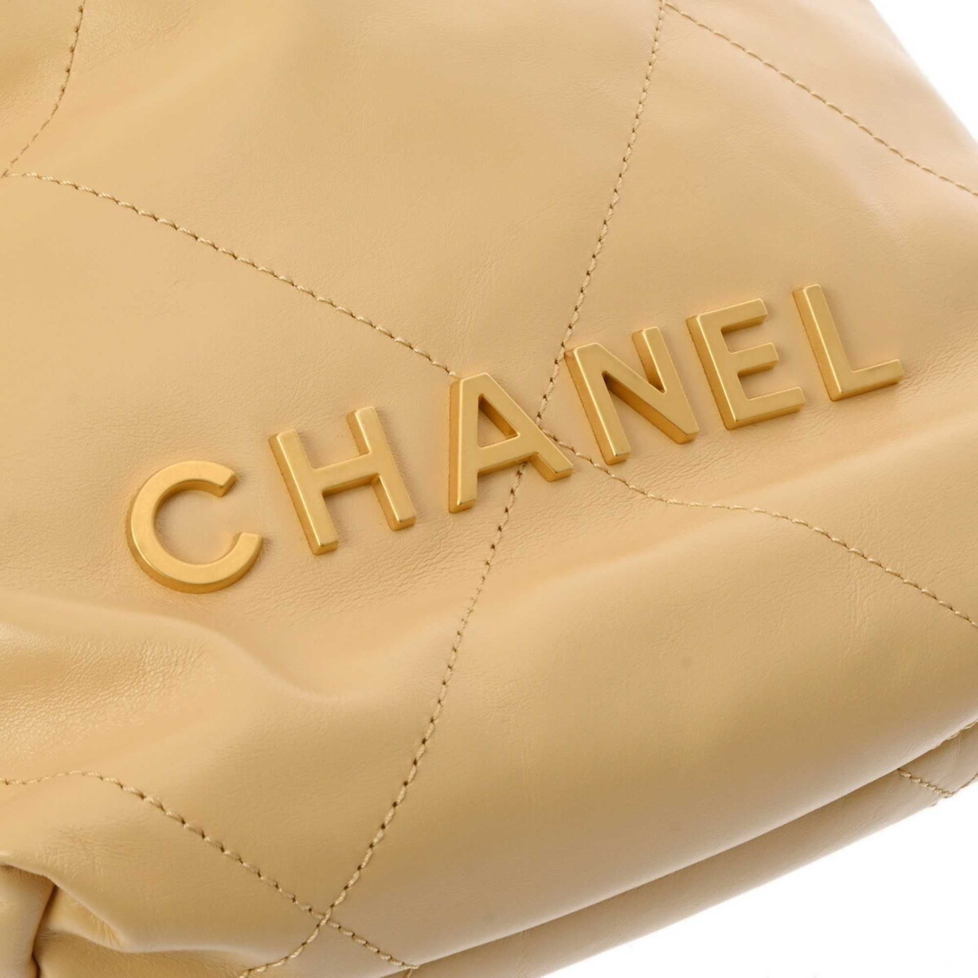 CHANEL Chanel 22 Hobo Bag Beige Women's Shiny Calfskin