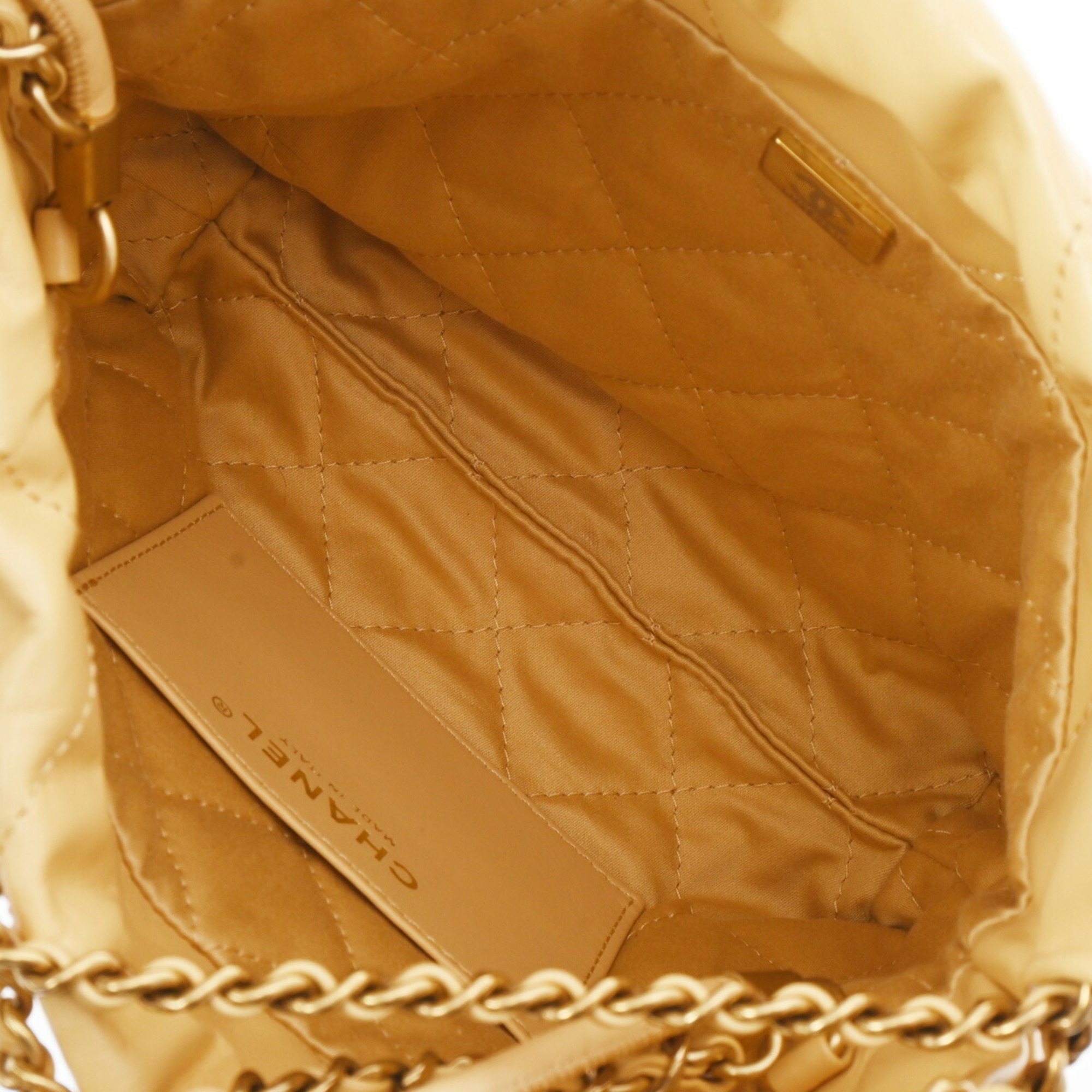 CHANEL Chanel 22 Hobo Bag Beige Women's Shiny Calfskin