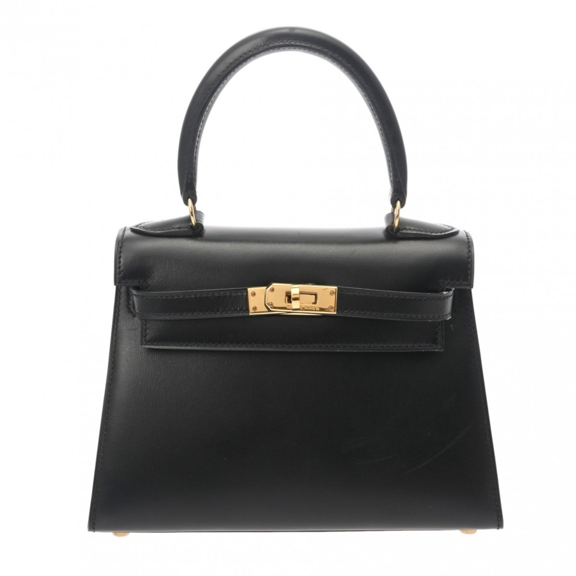 HERMES Kelly Outer Stitching Black ○Z Stamp (circa 1996) Women's Box Calf Bag