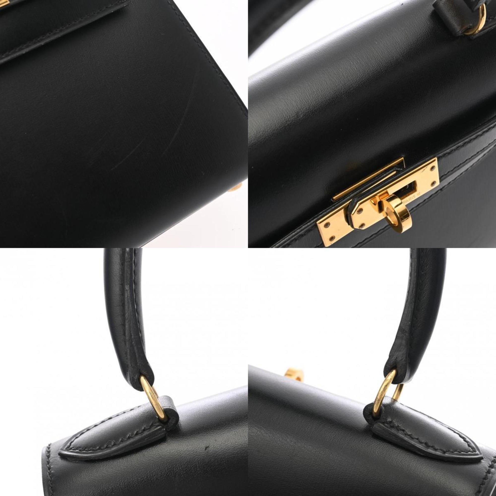 HERMES Kelly Outer Stitching Black ○Z Stamp (circa 1996) Women's Box Calf Bag