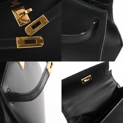 HERMES Kelly Outer Stitching Black ○Z Stamp (circa 1996) Women's Box Calf Bag