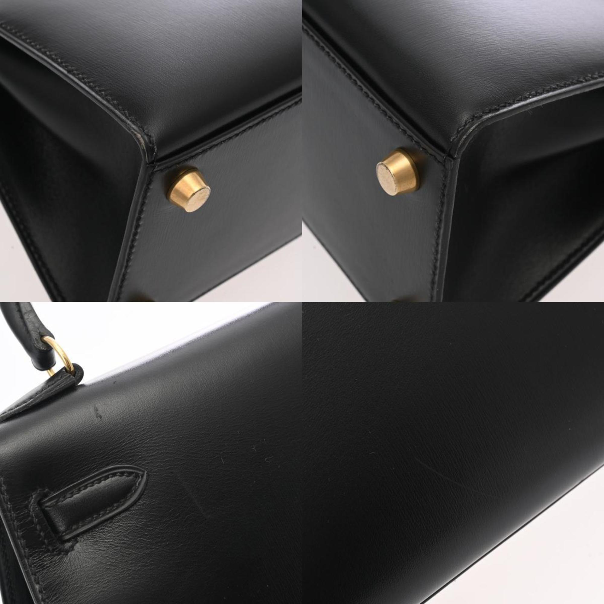 HERMES Kelly Outer Stitching Black ○Z Stamp (circa 1996) Women's Box Calf Bag