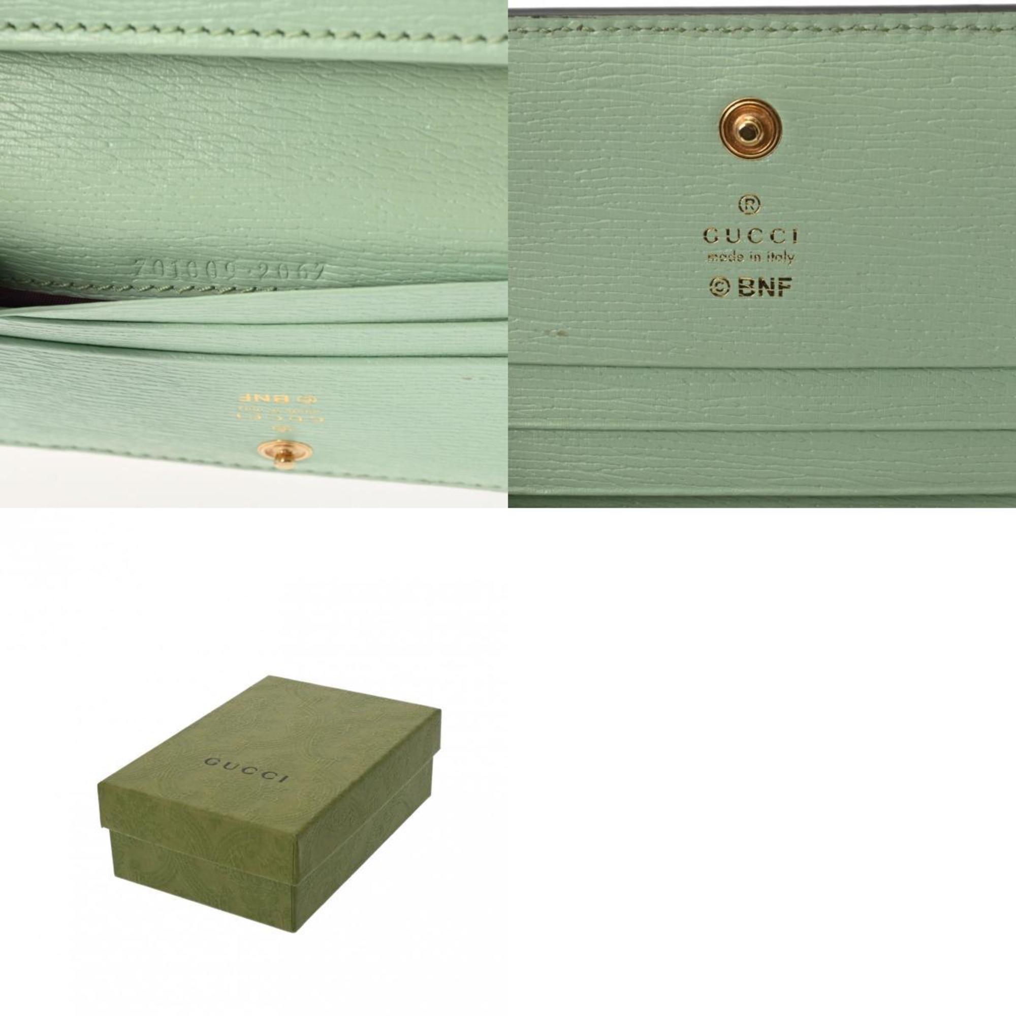 GUCCI Gucci Compact Wallet Bananya Mint Green 701009 Women's Leather Bi-fold