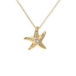 TIFFANY&Co. Tiffany Starfish Pavé Diamond Women's K18 Yellow Gold Necklace