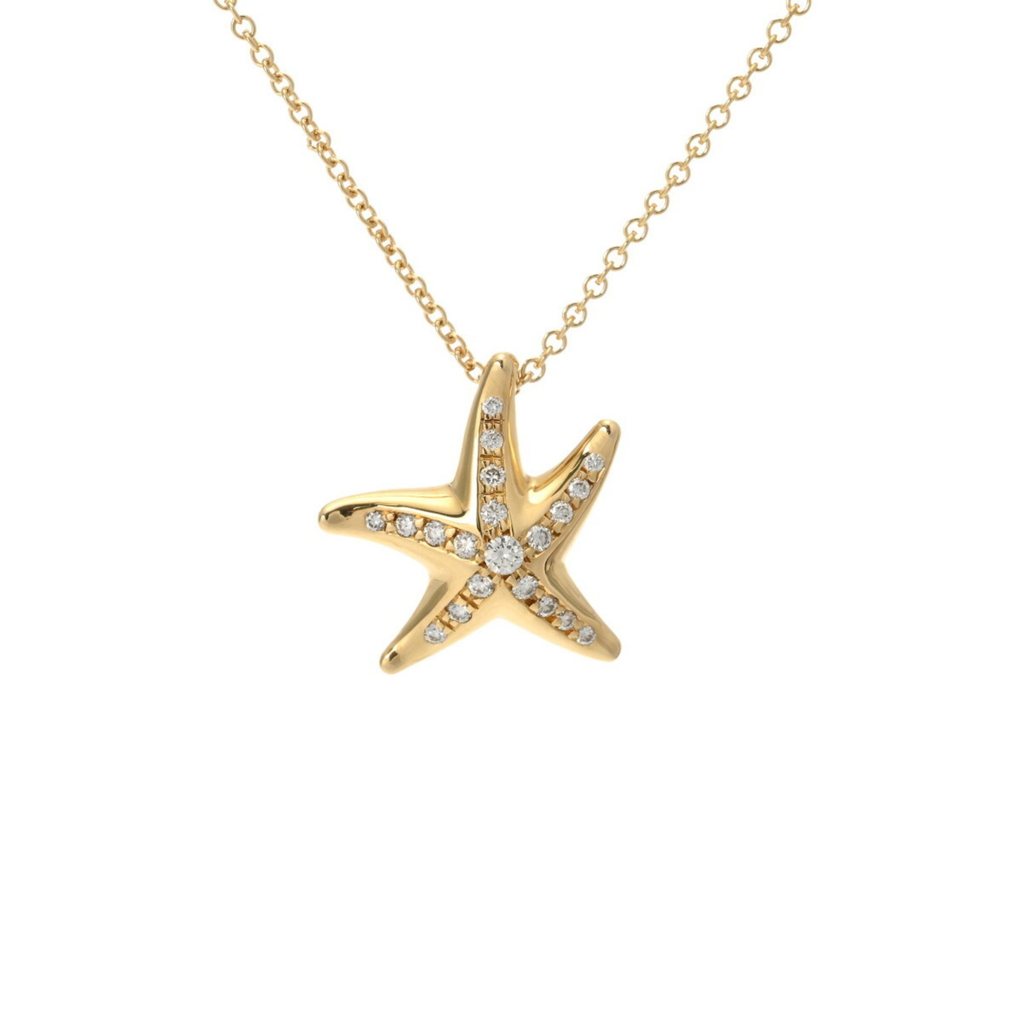 TIFFANY&Co. Tiffany Starfish Pavé Diamond Women's K18 Yellow Gold Necklace