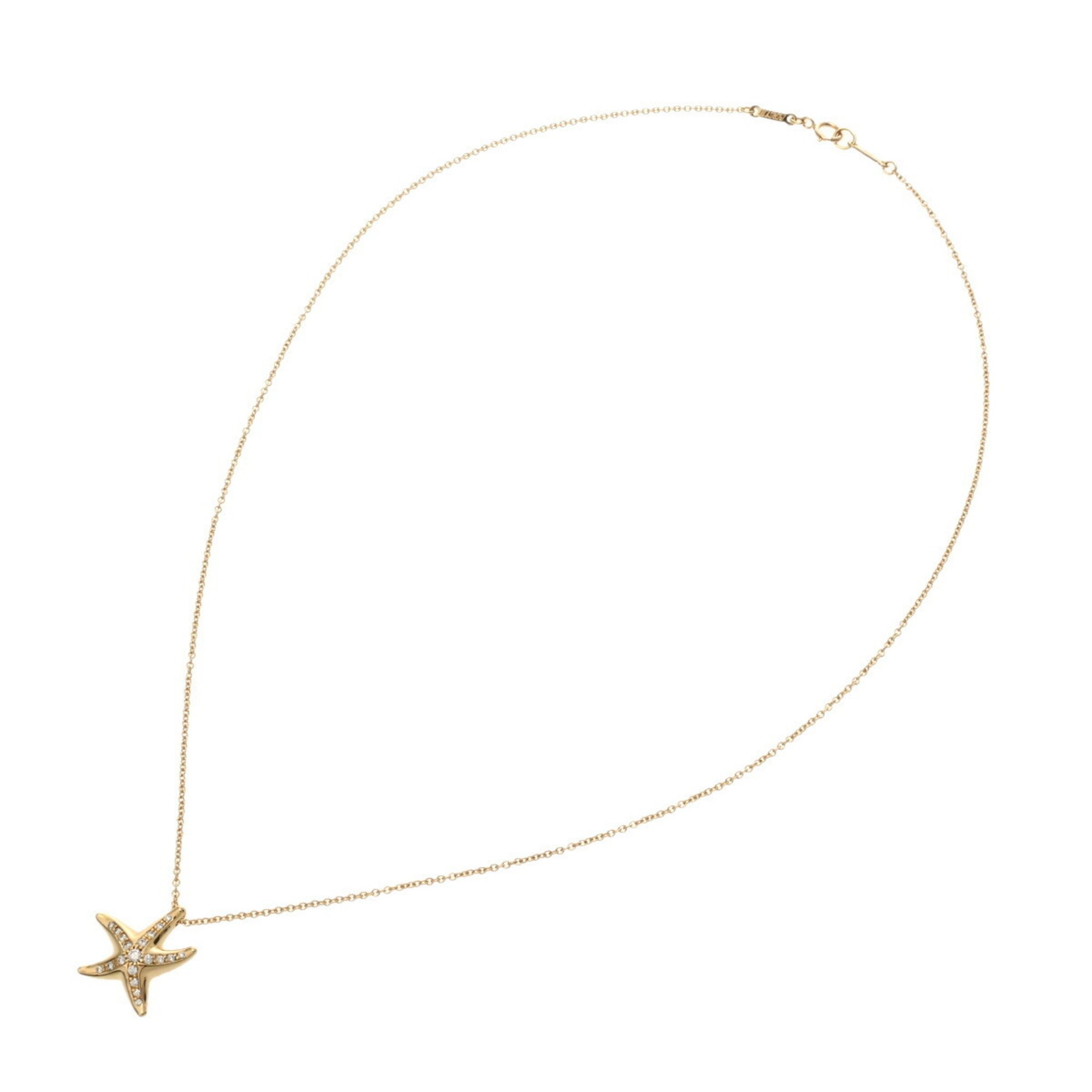 TIFFANY&Co. Tiffany Starfish Pavé Diamond Women's K18 Yellow Gold Necklace