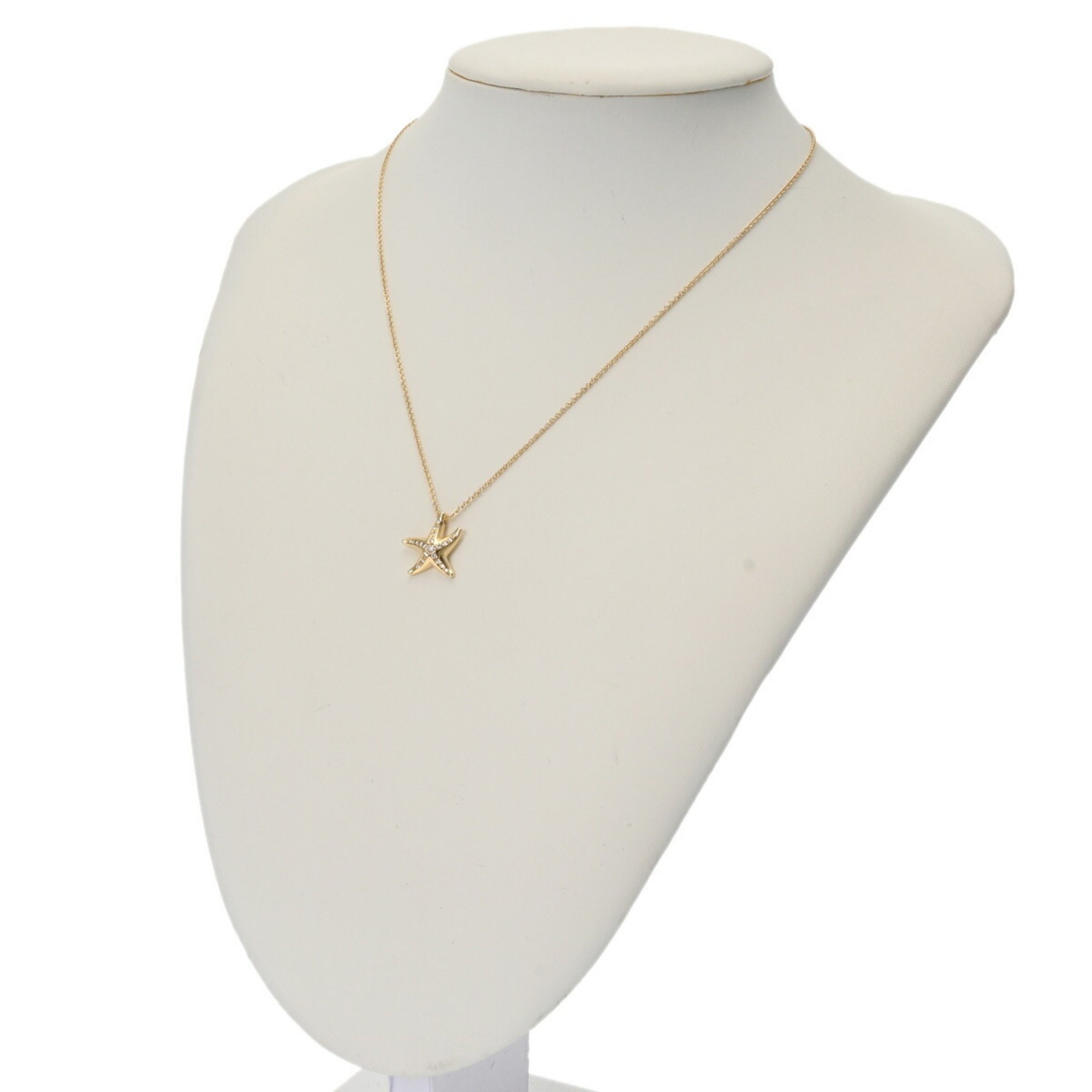 TIFFANY&Co. Tiffany Starfish Pavé Diamond Women's K18 Yellow Gold Necklace