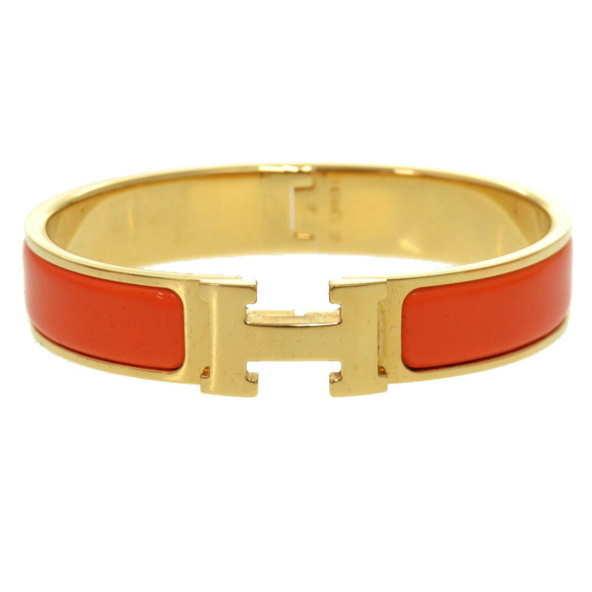 Hermes Click-Clack PM Orange F Stamped Bangle 0715 HERMES