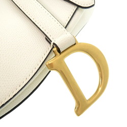 Christian Dior Saddle Bag Leather White Handbag 0254