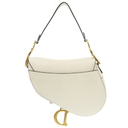 Christian Dior Saddle Bag Leather White Handbag 0254