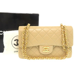 Chanel Matelasse 23 Lambskin Beige Double Flap A01113 Shoulder Bag Coco Mark 1605 CHANEL