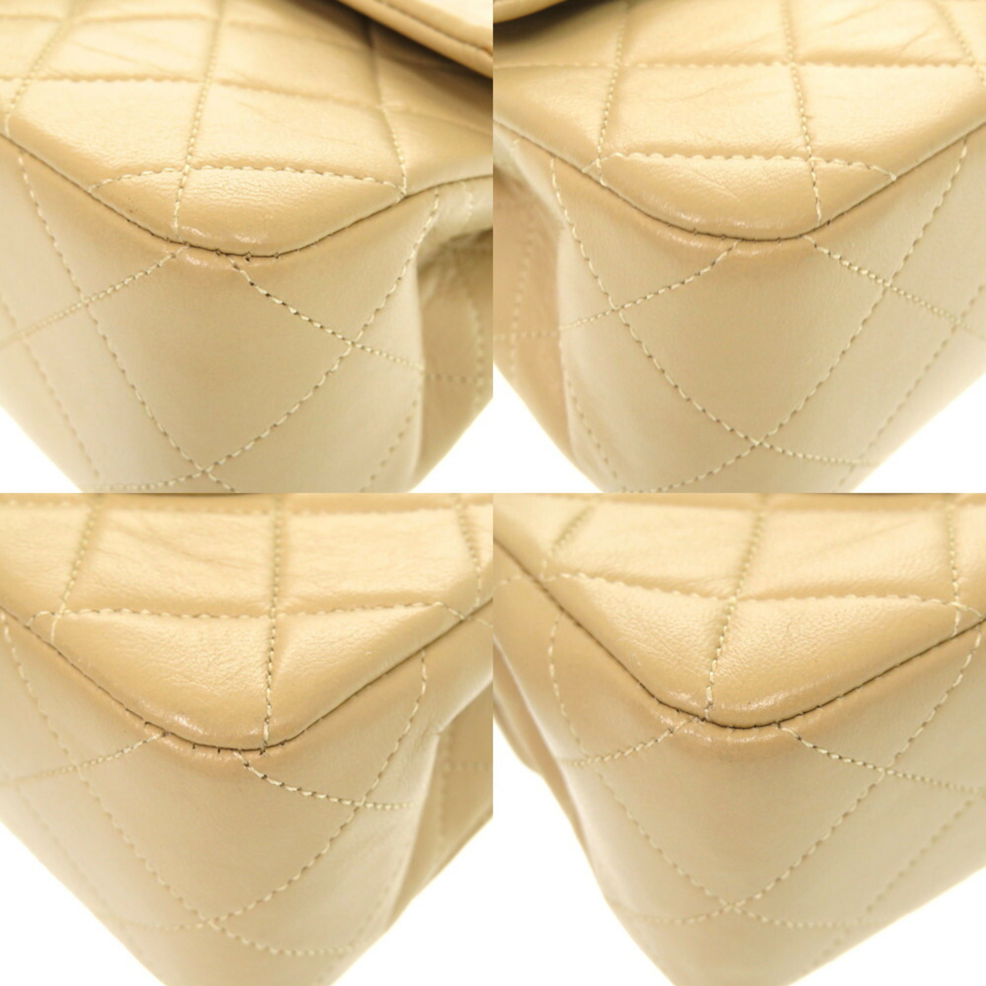 Chanel Matelasse 23 Lambskin Beige Double Flap A01113 Shoulder Bag Coco Mark 1605 CHANEL