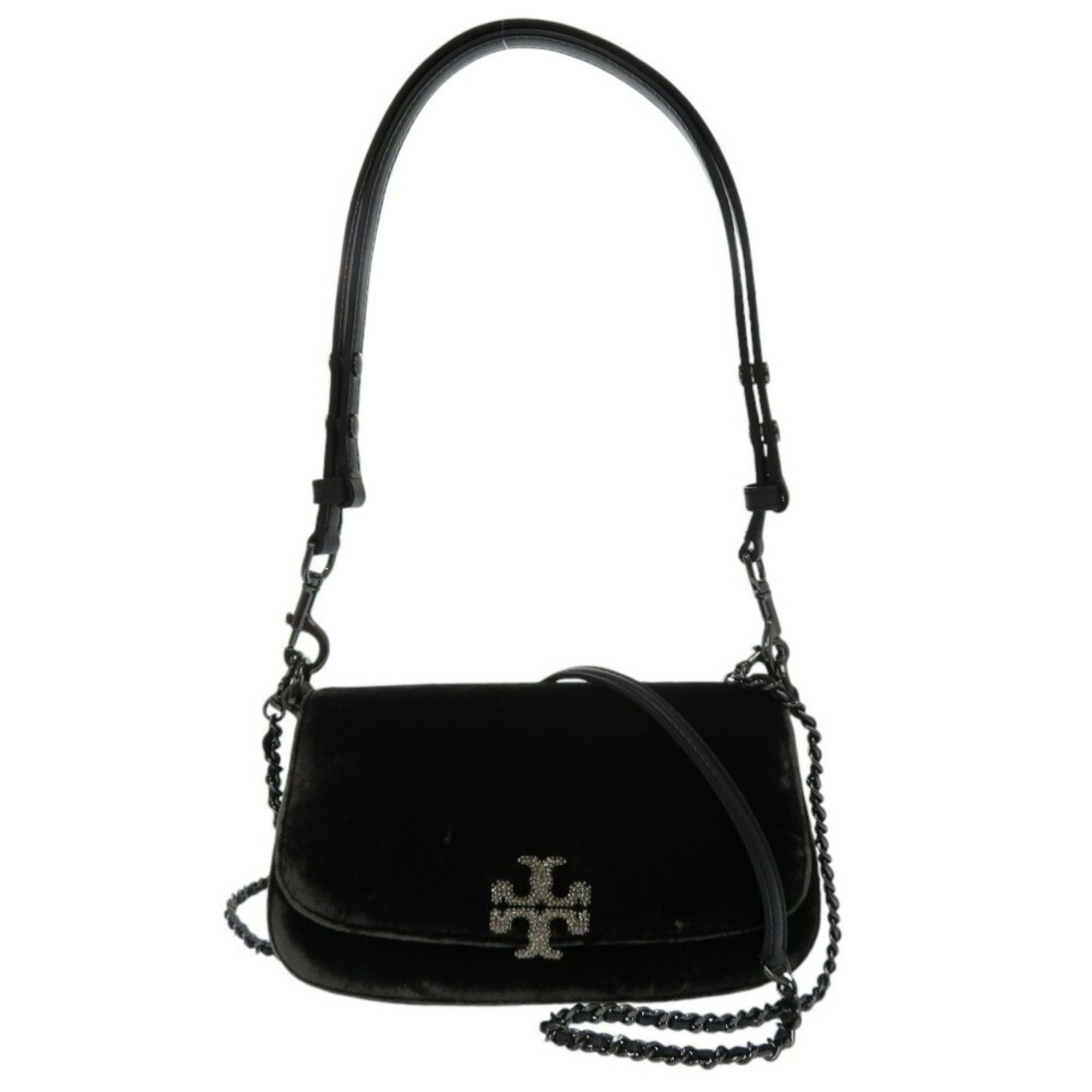 Tory Burch Velour Black 2way Shoulder Bag 0937Tory