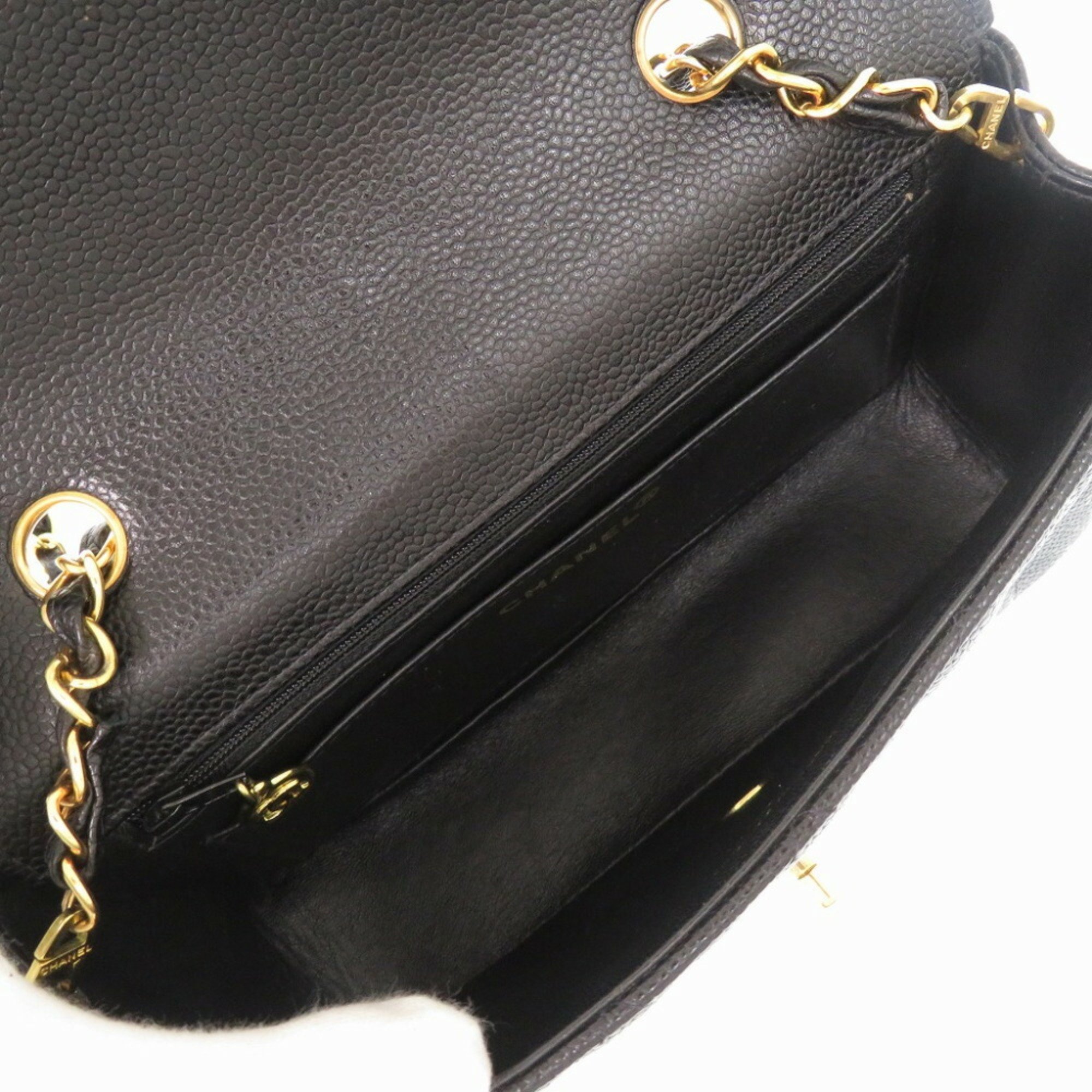 Chanel Diana 22 Caviar Skin Shoulder Bag Black Matelasse 0385CHANEL