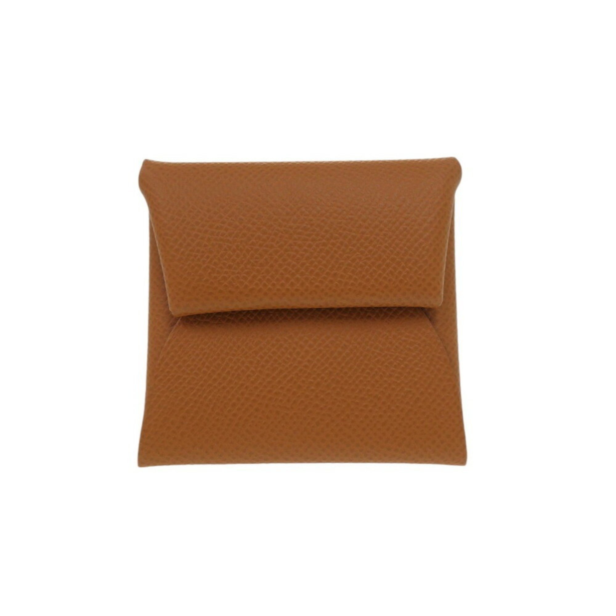 Hermes Bastia Epsom Gold U Stamp Coin Case Wallet Brown 0302HERMES