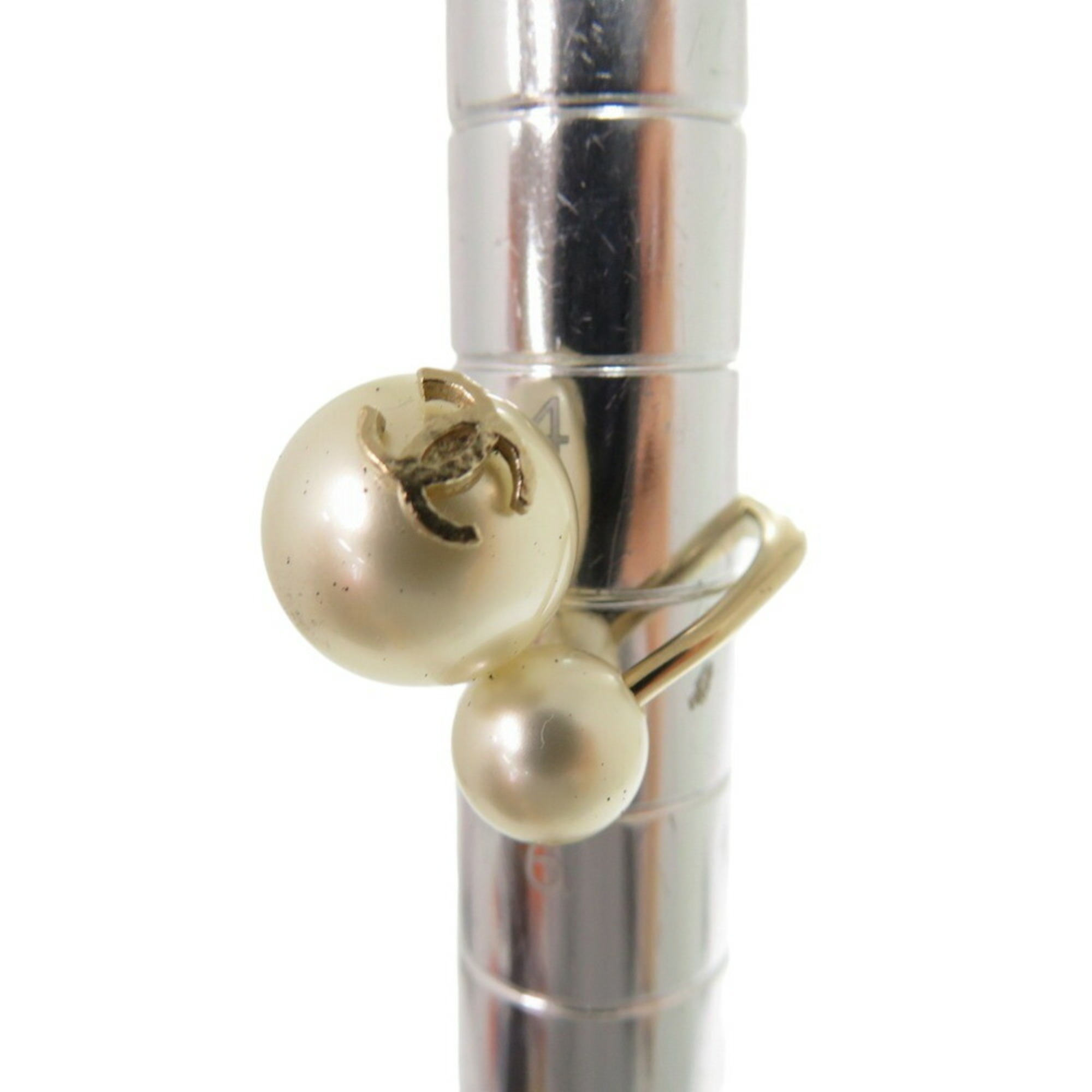 Chanel Coco Mark Fake Pearl Metal B16V Size 5 Gold Ring 0766CHANEL