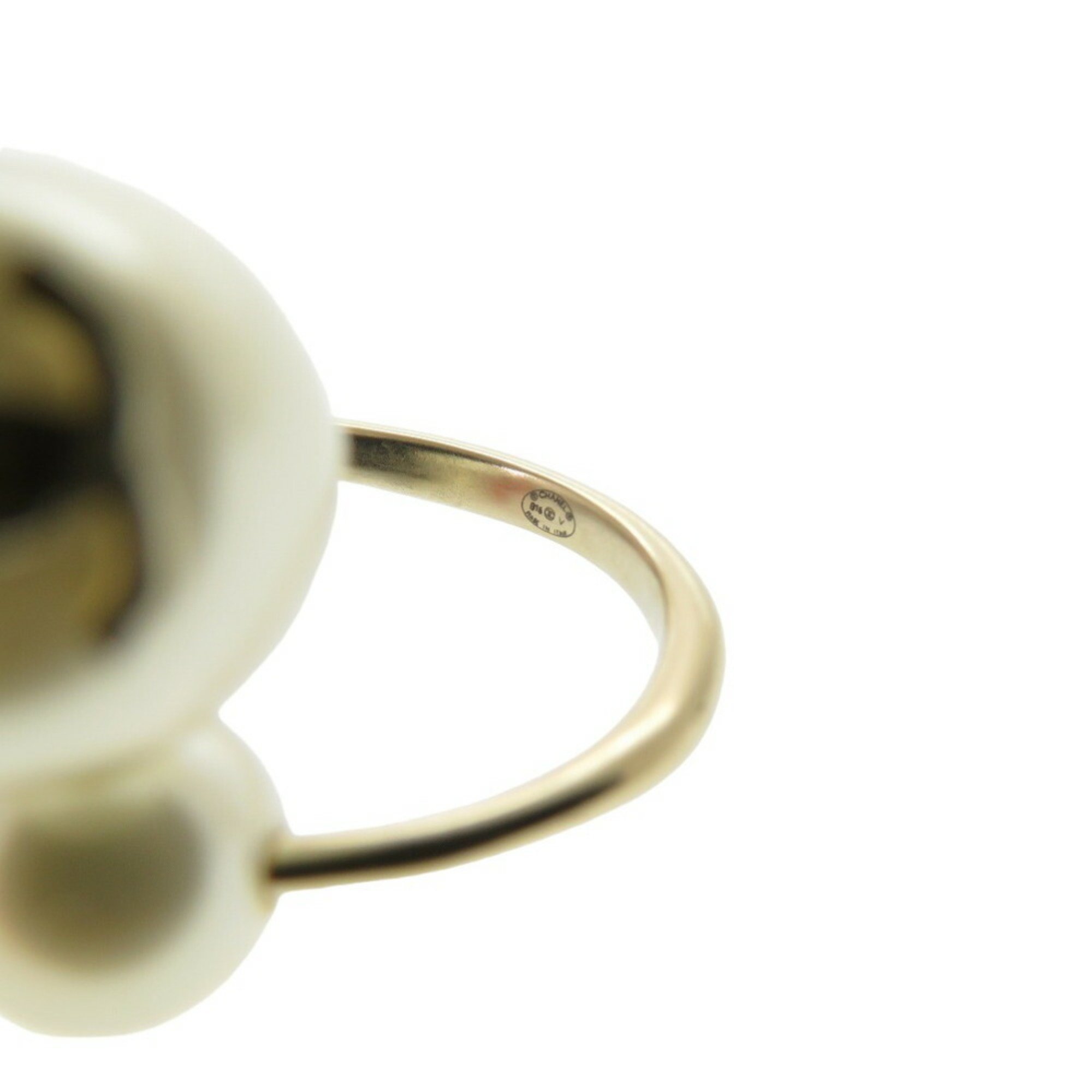 Chanel Coco Mark Fake Pearl Metal B16V Size 5 Gold Ring 0766CHANEL