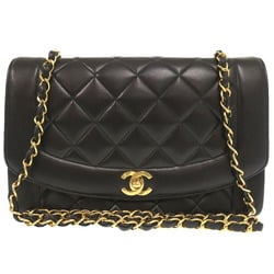 Chanel Diana 25 Medium Lambskin Black Matelasse 3rd Series Shoulder Bag Coco Mark 0093 CHANEL