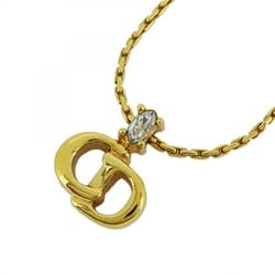 Christian Dior Necklace CD Rhinestone GP Plated Gold Ladies