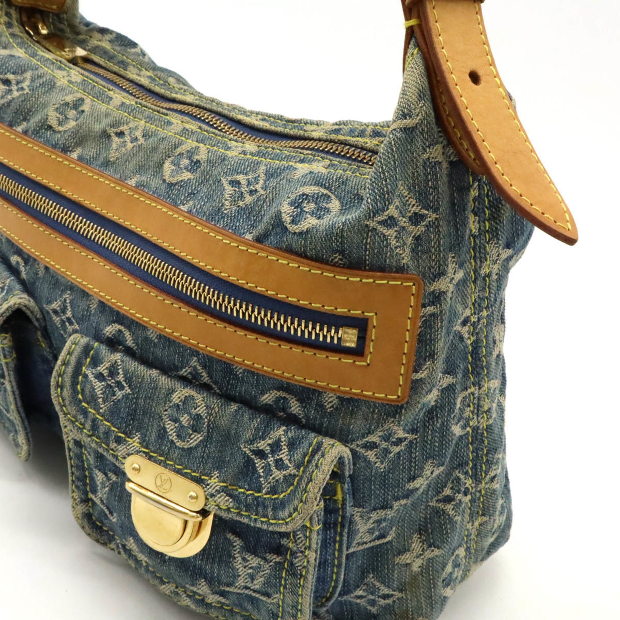 LOUIS VUITTON Louis Vuitton Monogram Denim Baggy PM Shoulder Bag Long Blue M95049