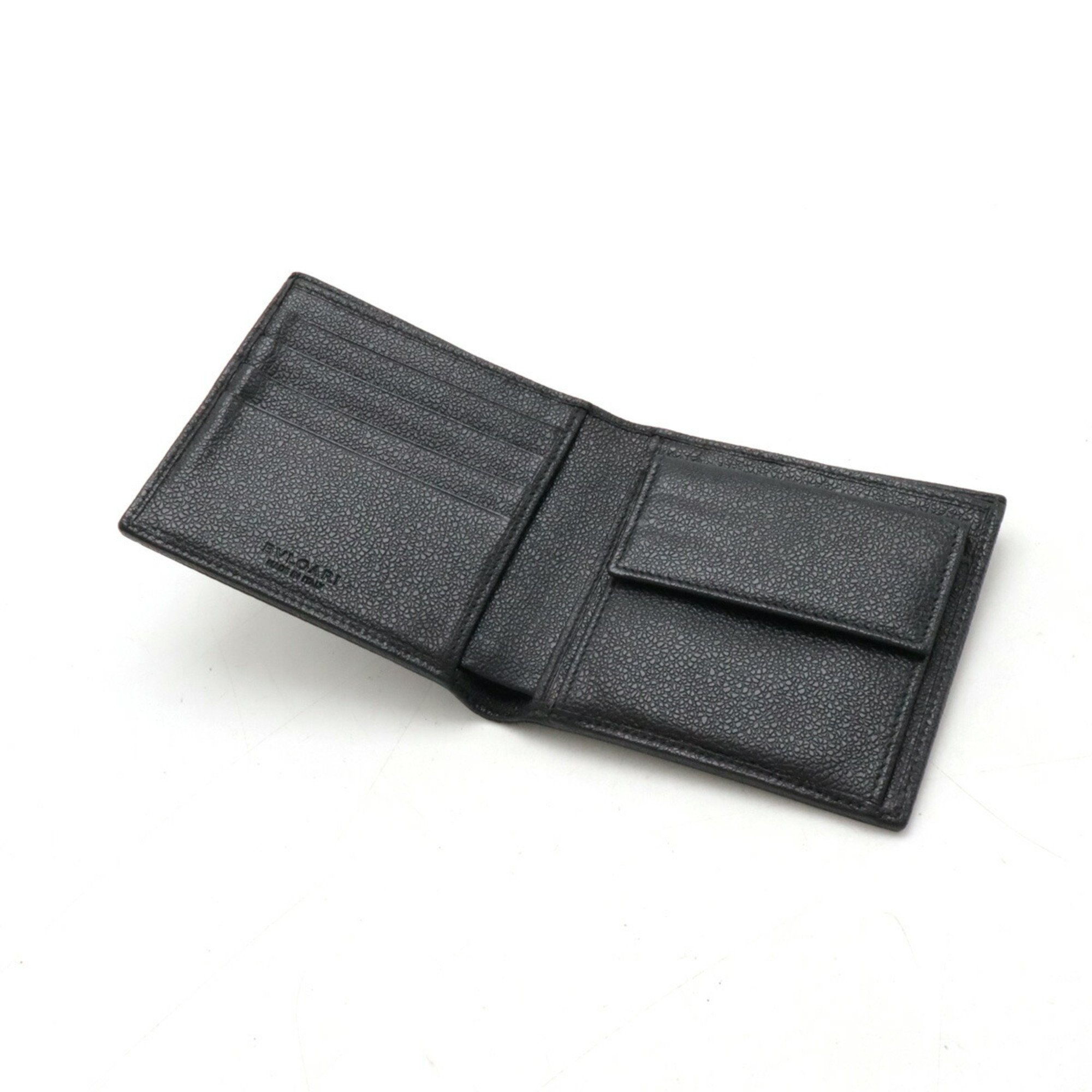 BVLGARI Bulgari Millerige Bi-fold Wallet PVC Leather Black