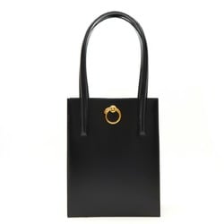 Cartier Panther Tote Bag Shoulder Leopard Calf Leather Black