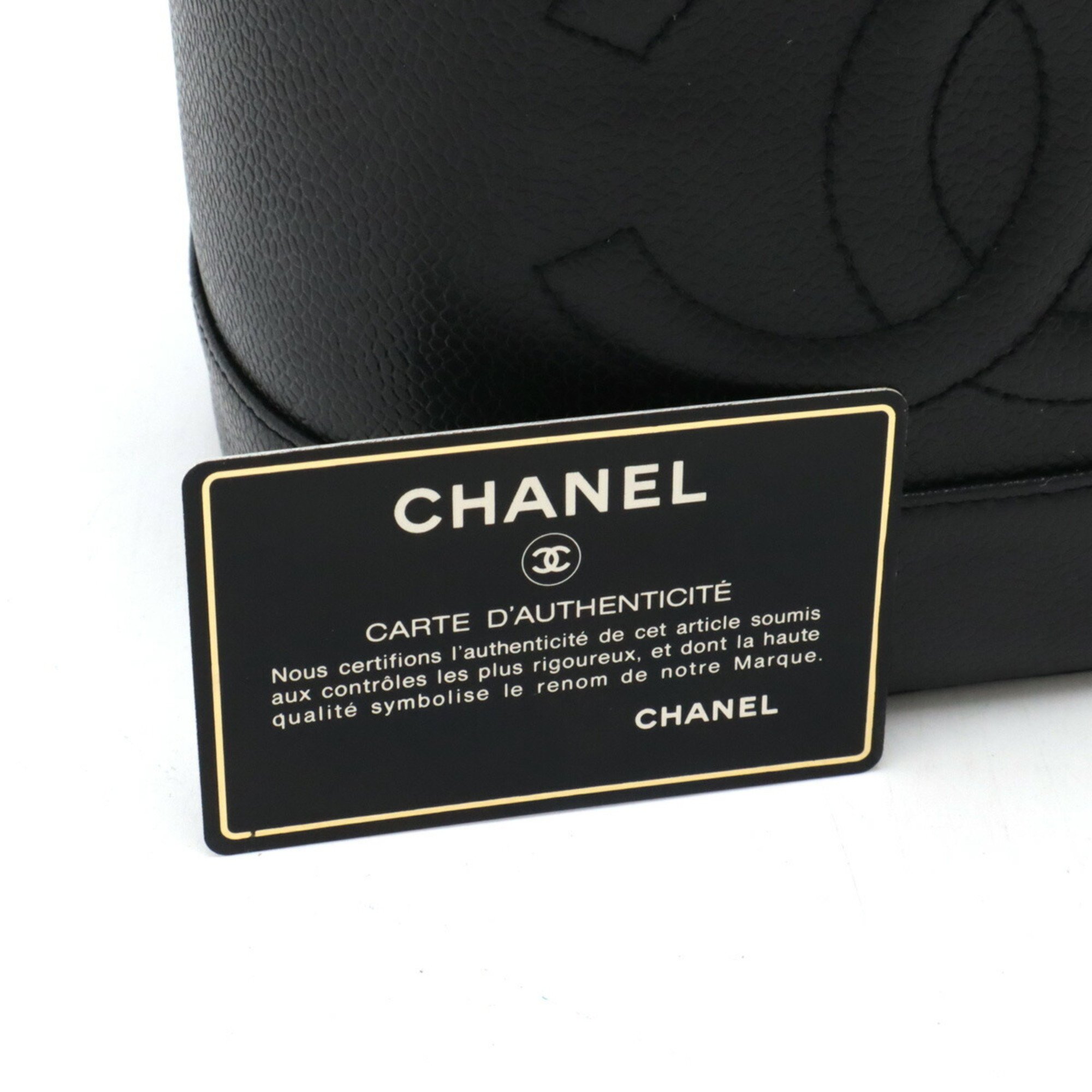 CHANEL Coco Mark Vanity Bag Handbag Pouch Caviar Skin Leather Black A01998