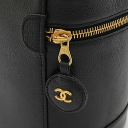 CHANEL Coco Mark Vanity Bag Handbag Pouch Caviar Skin Leather Black A01998