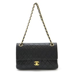 CHANEL Chanel Matelasse 25 Shoulder Bag Chain Double Flap Leather Black