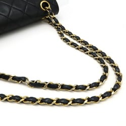 CHANEL Chanel Matelasse 25 Shoulder Bag Chain Double Flap Leather Black