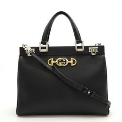 GUCCI Zumi Medium Bag Handbag Shoulder Leather Black 564714