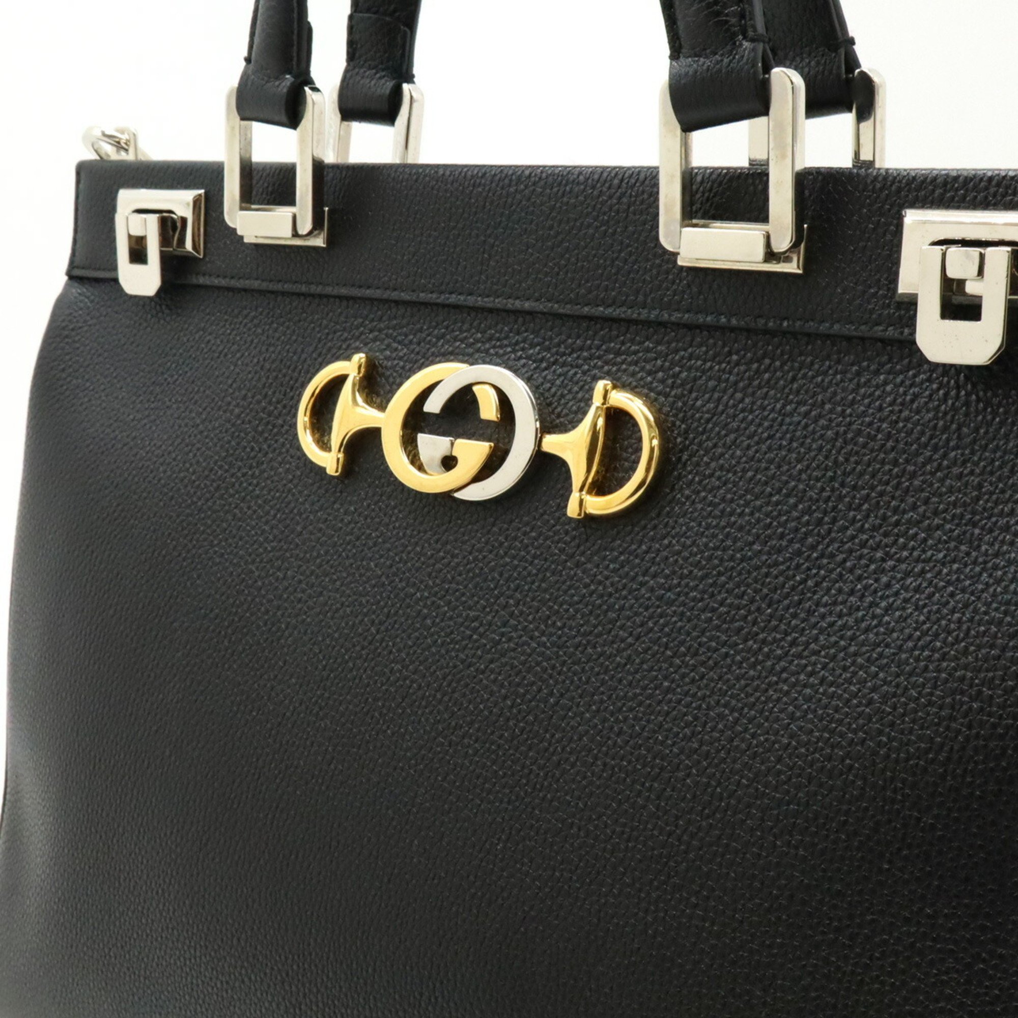 GUCCI Zumi Medium Bag Handbag Shoulder Leather Black 564714