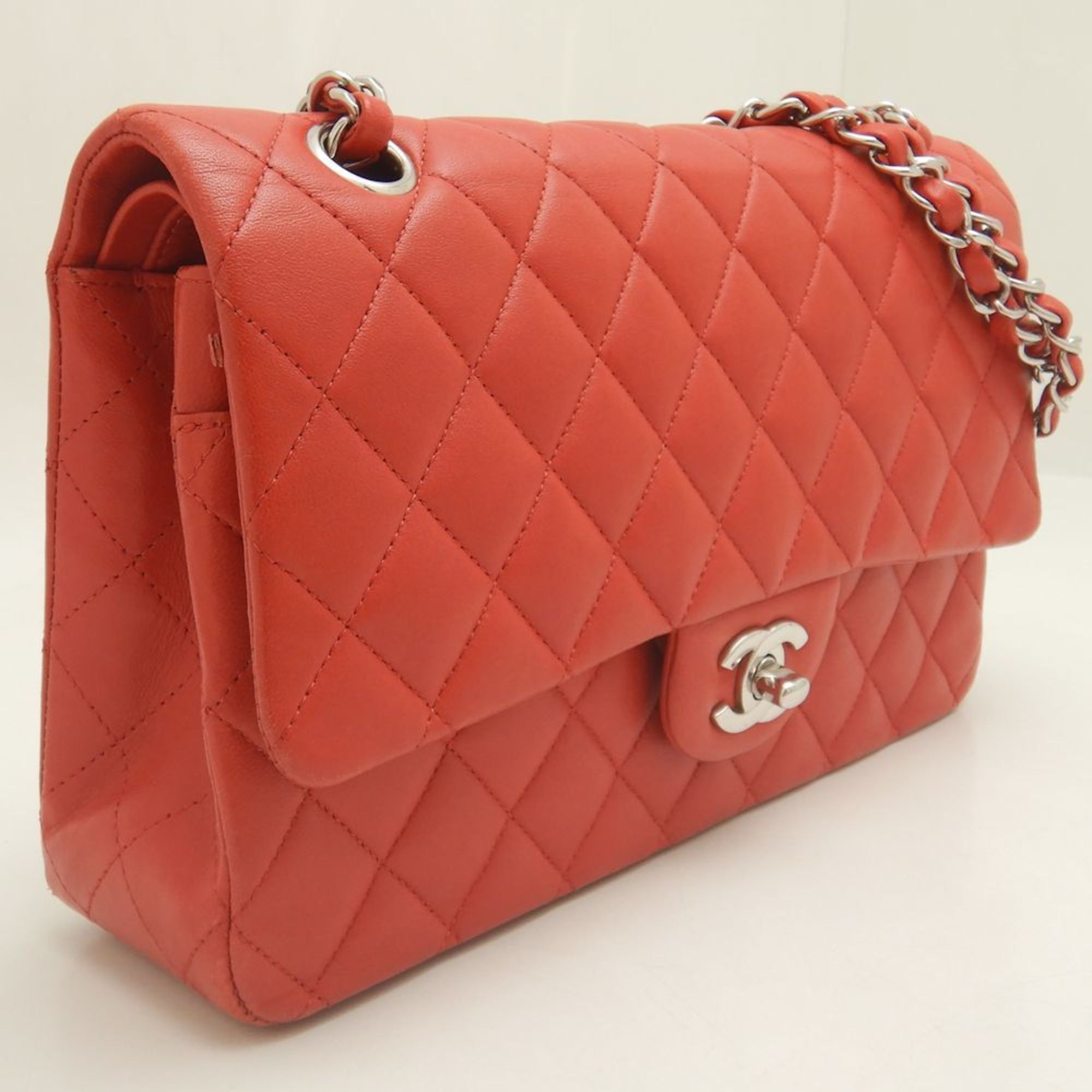 CHANEL Chanel Matelasse 25 A01112 Chain Shoulder Bag W Flap Lambskin Red 252182