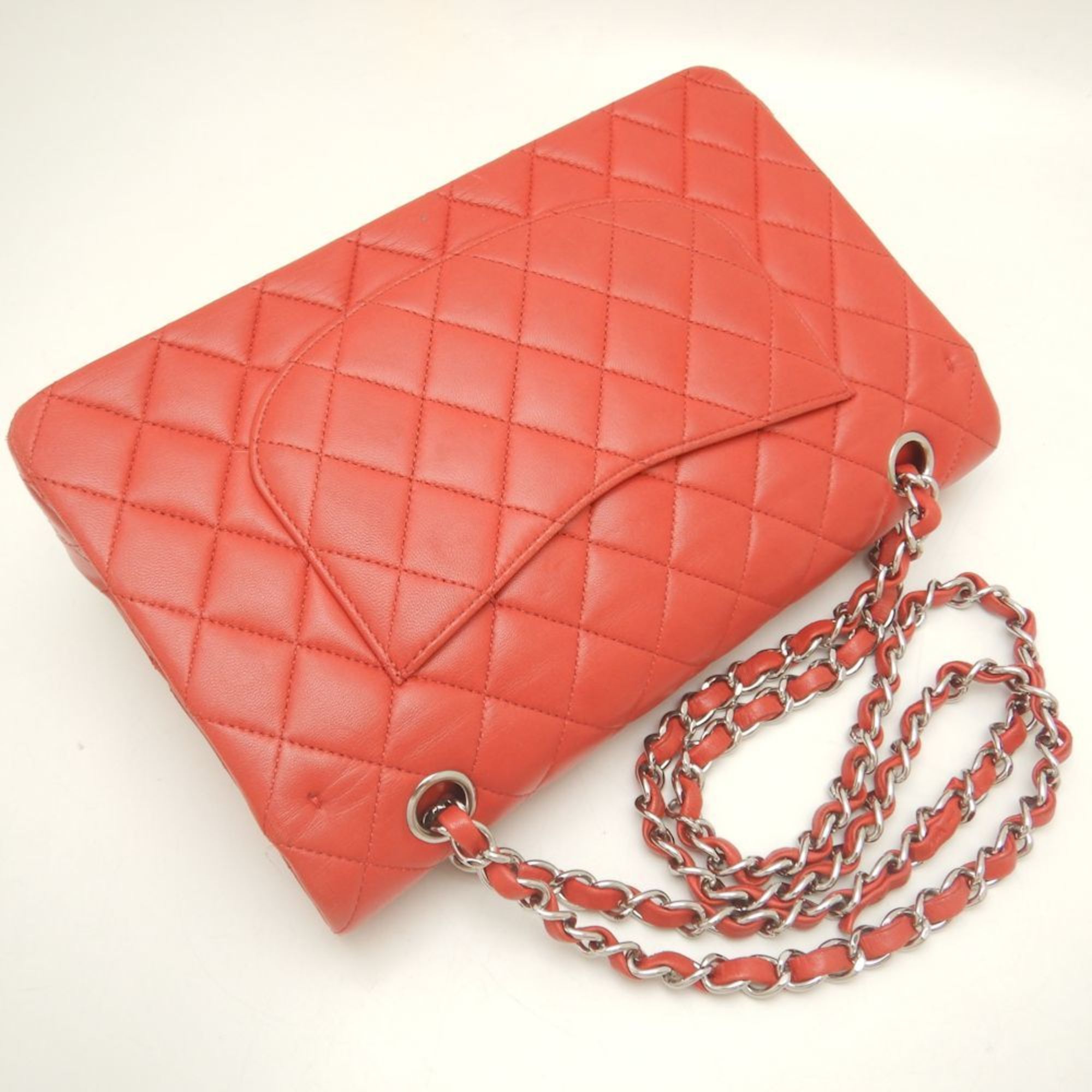 CHANEL Chanel Matelasse 25 A01112 Chain Shoulder Bag W Flap Lambskin Red 252182