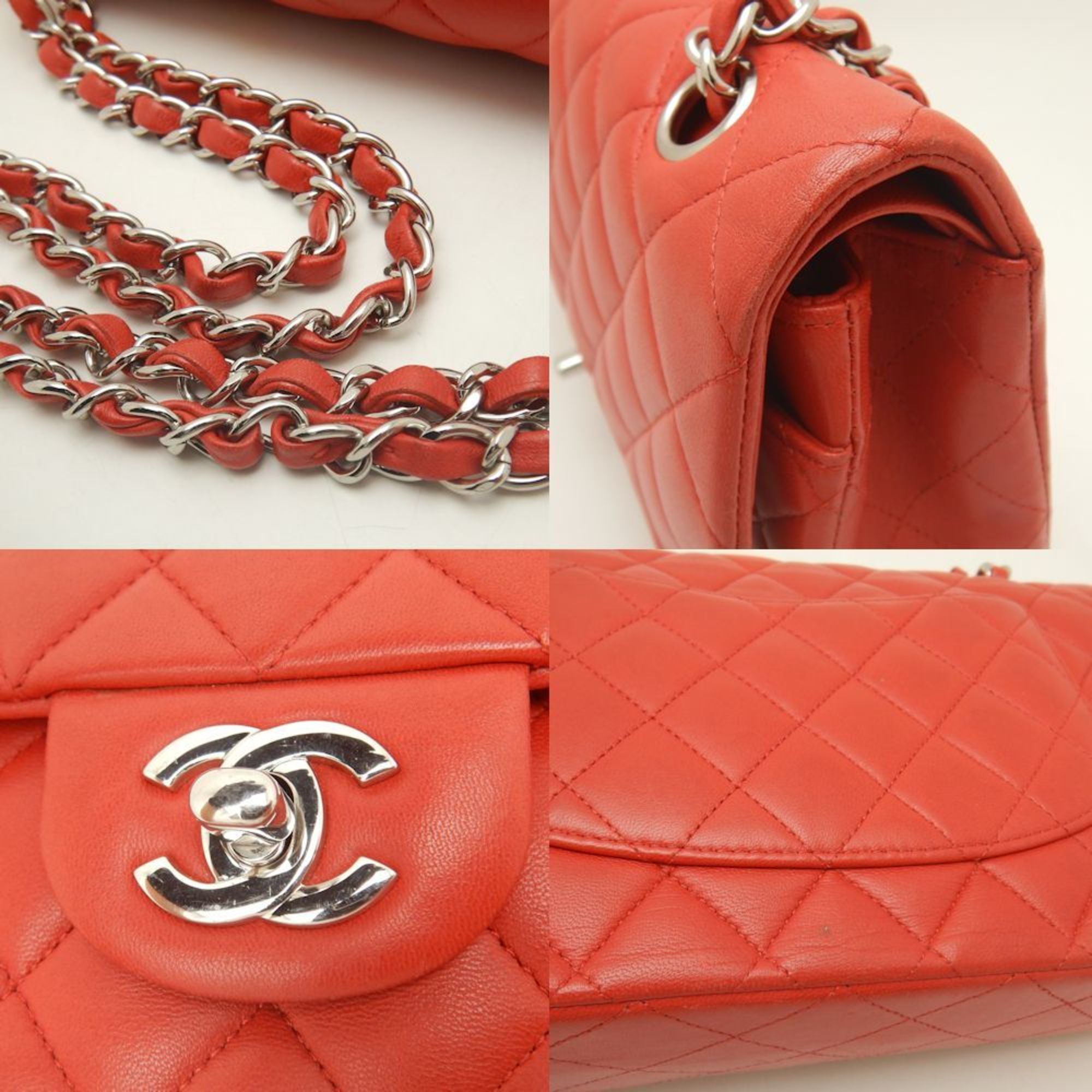 CHANEL Chanel Matelasse 25 A01112 Chain Shoulder Bag W Flap Lambskin Red 252182