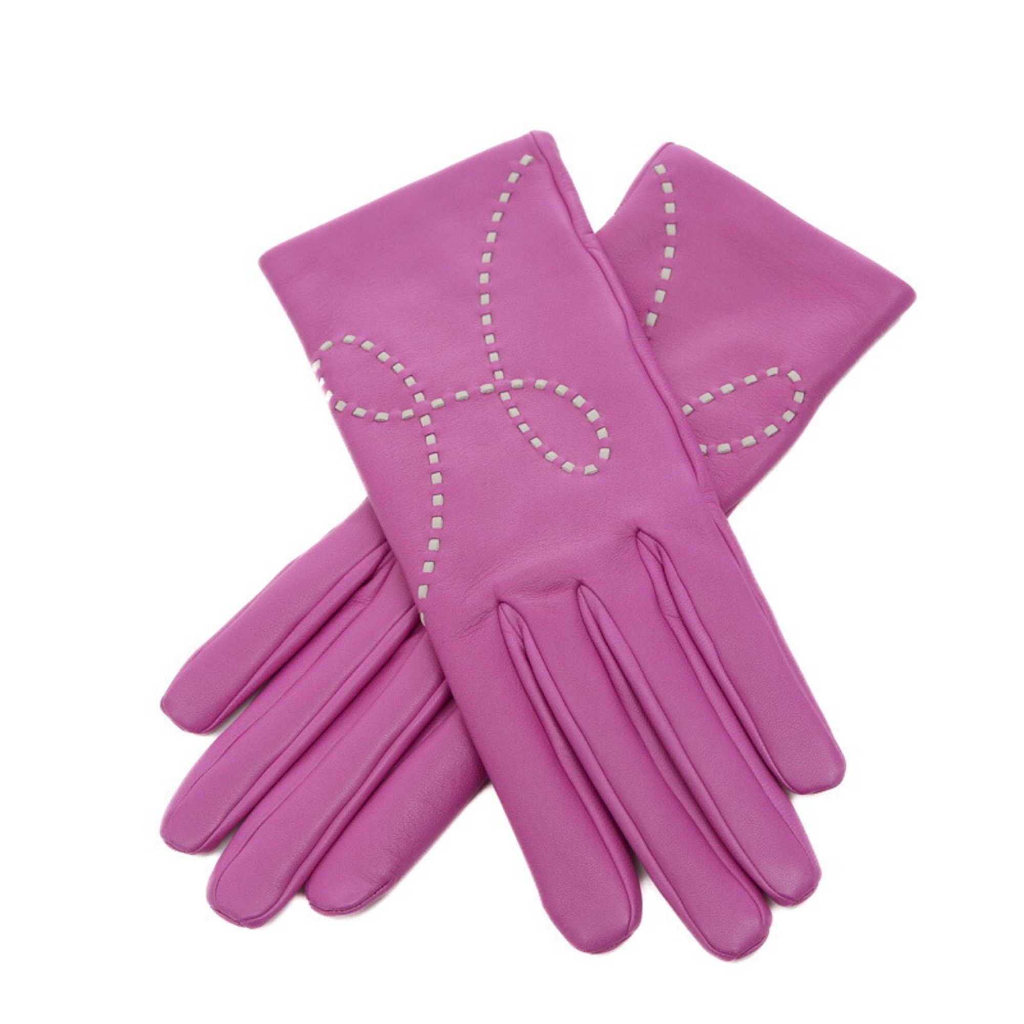 Hermes Gloves Leather Magnolia Women's 7 Sizes