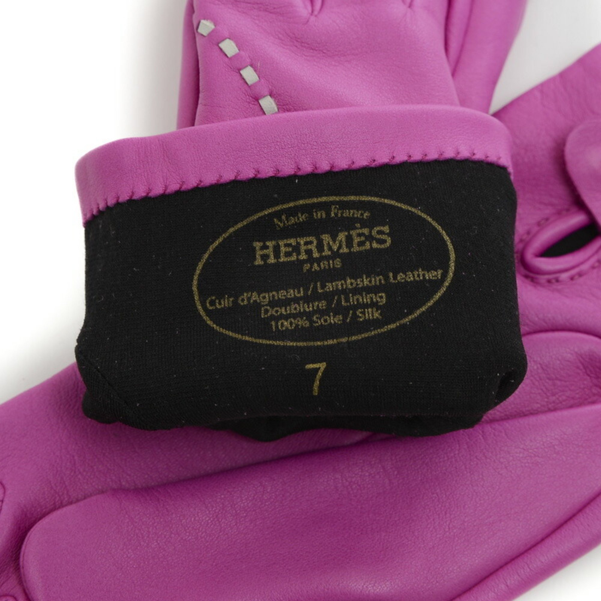 Hermes Gloves Leather Magnolia Women's 7 Sizes